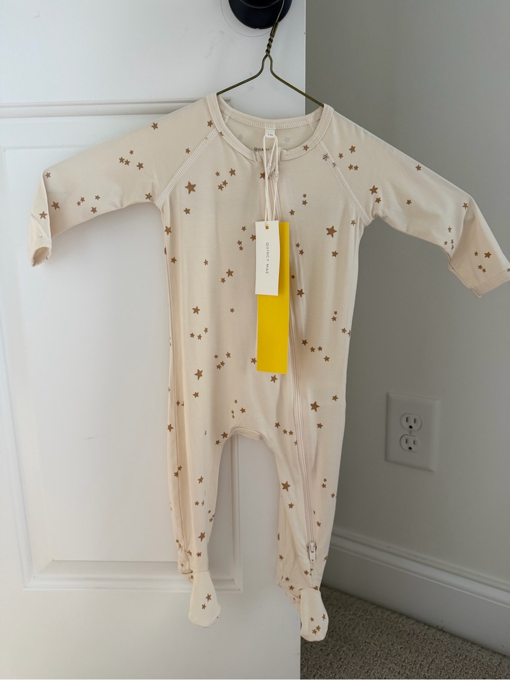 Quincy Mae Star-Print Cream Footed One-Piece